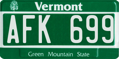 VT license plate AFK699