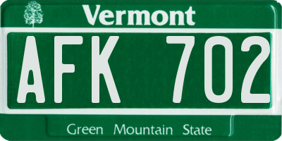 VT license plate AFK702