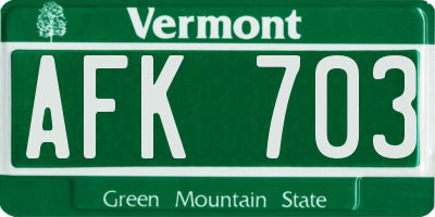 VT license plate AFK703