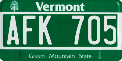 VT license plate AFK705