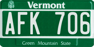 VT license plate AFK706