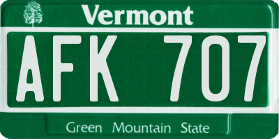 VT license plate AFK707