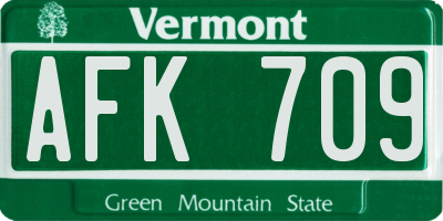 VT license plate AFK709