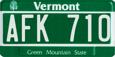 VT license plate AFK710