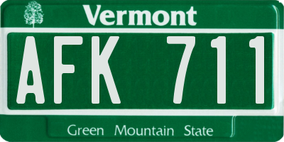 VT license plate AFK711