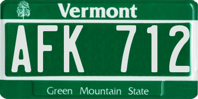 VT license plate AFK712