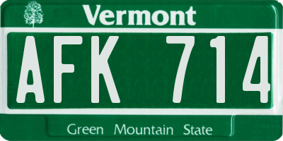 VT license plate AFK714
