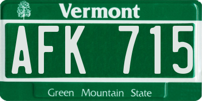 VT license plate AFK715