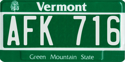 VT license plate AFK716