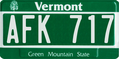 VT license plate AFK717