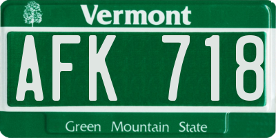 VT license plate AFK718