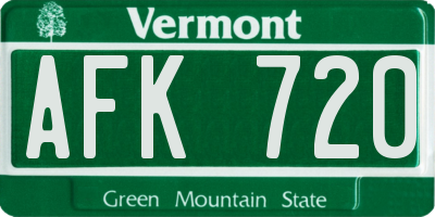 VT license plate AFK720