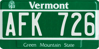 VT license plate AFK726