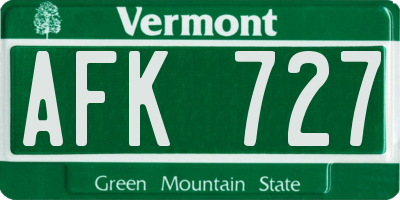 VT license plate AFK727