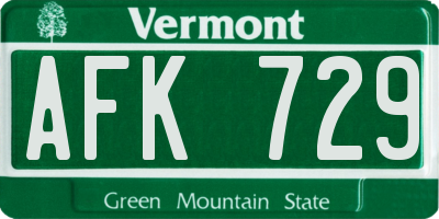 VT license plate AFK729