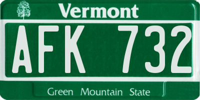 VT license plate AFK732