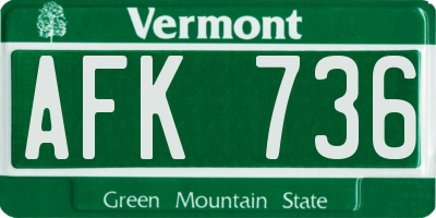 VT license plate AFK736