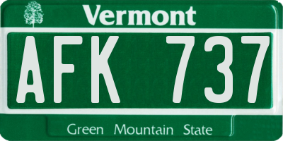 VT license plate AFK737