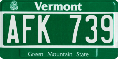 VT license plate AFK739