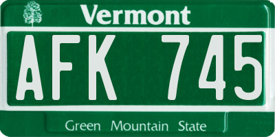 VT license plate AFK745