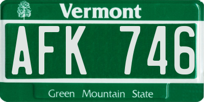 VT license plate AFK746