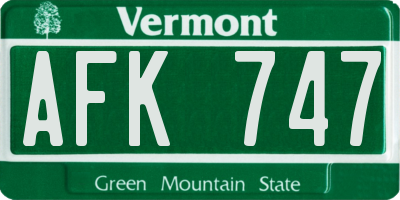 VT license plate AFK747