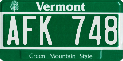 VT license plate AFK748