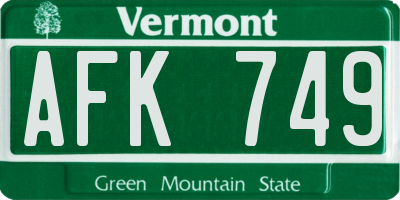VT license plate AFK749