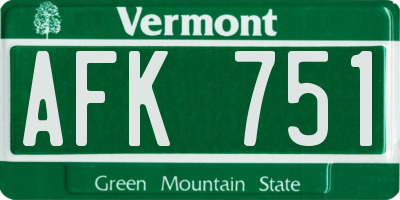 VT license plate AFK751