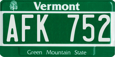 VT license plate AFK752