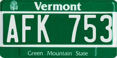 VT license plate AFK753