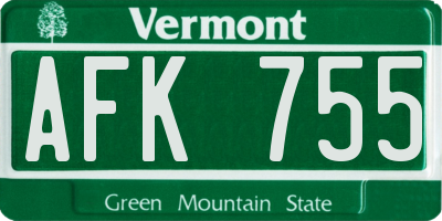 VT license plate AFK755