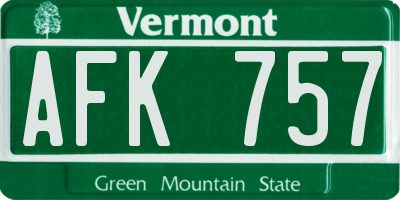 VT license plate AFK757