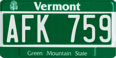 VT license plate AFK759