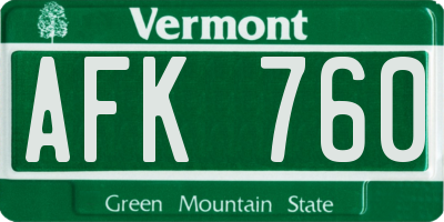 VT license plate AFK760