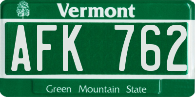 VT license plate AFK762