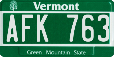 VT license plate AFK763