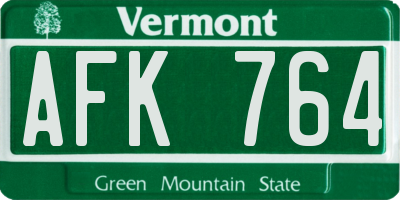 VT license plate AFK764