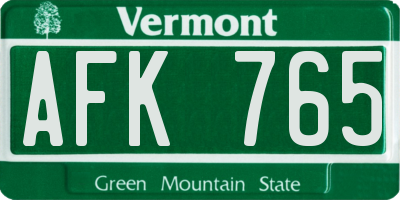 VT license plate AFK765
