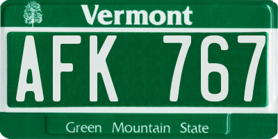 VT license plate AFK767