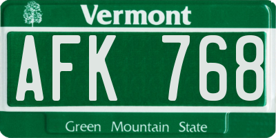 VT license plate AFK768
