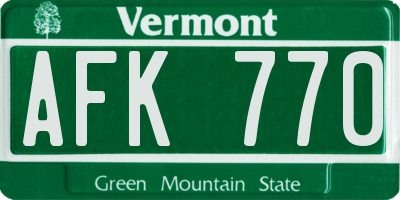 VT license plate AFK770