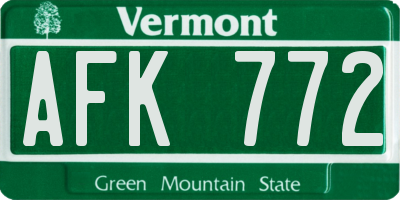VT license plate AFK772