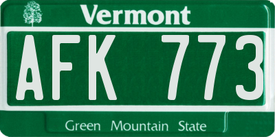 VT license plate AFK773