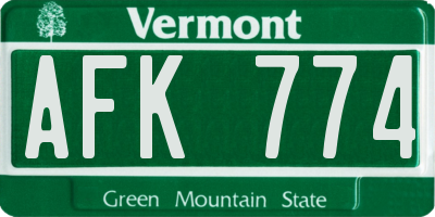 VT license plate AFK774