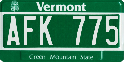 VT license plate AFK775