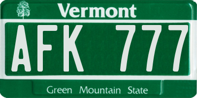 VT license plate AFK777