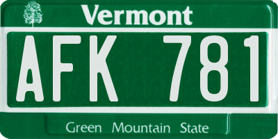 VT license plate AFK781