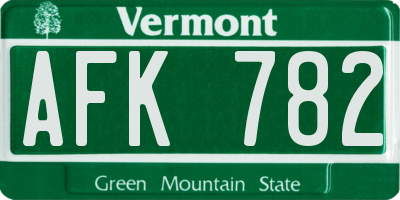 VT license plate AFK782