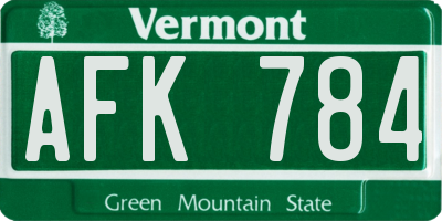 VT license plate AFK784